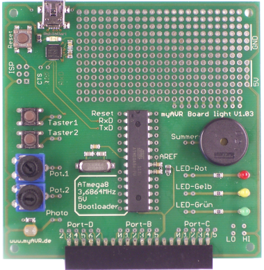 myAVR Board light, bestückt